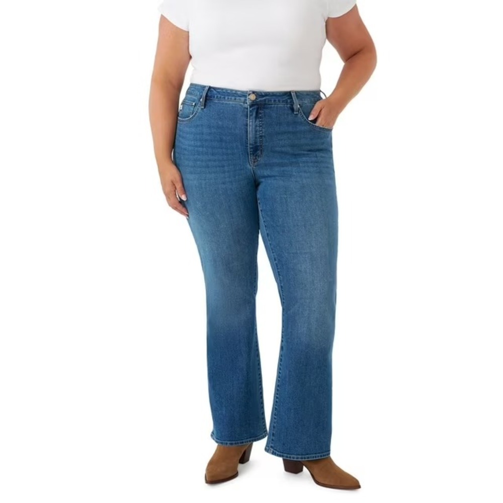 Seven7 Womens Plus High Rise Bootcut Jeans 20W Medium Wash Blue Denim NWT
